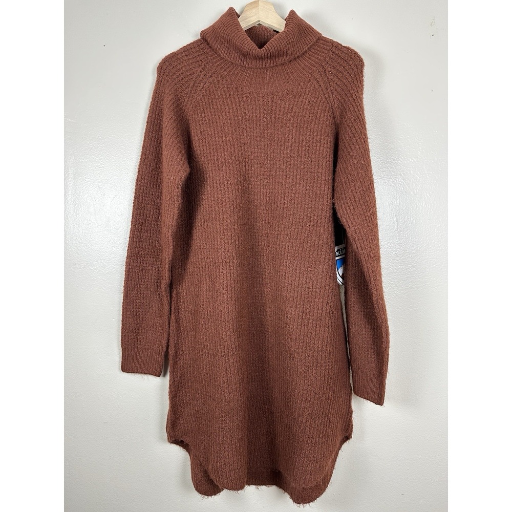KUHL Women's XL Sienna Dress Cinnamon Brown Ribbed Turtleneck Sweater Dress NEW